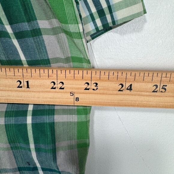 The North‎ Face Short Sleeve Delridge Button Shirt Men Large Green White Cotton - Picture 9 of 10